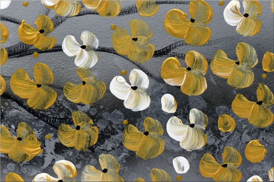 Golden Cherries - Abstract - Acrylic Painting - Canvas Art - Wall Art - Flower Painting - Framed Art