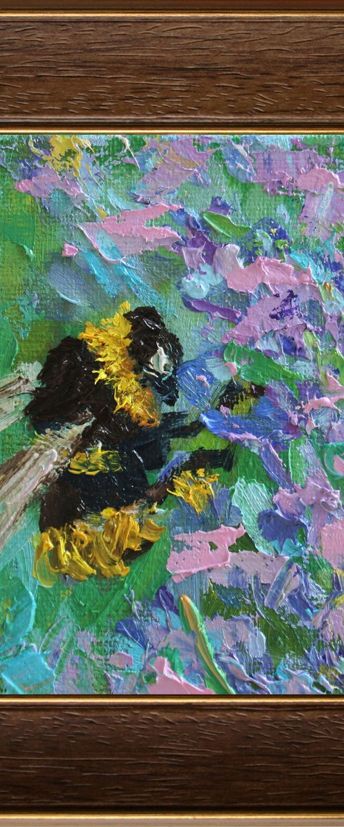 BUMBLEBEE 07... framed / FROM MY SERIES "MINI PICTURE" / ORIGINAL PAINTING by Salana Art Gallery