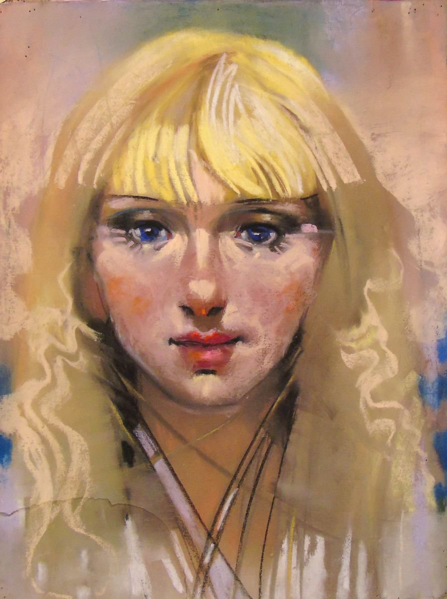 Photorealistic Portrait Pastel Drawing By Yuri Zelonuy, 12 X 16", Stranger 9, Original Artwork