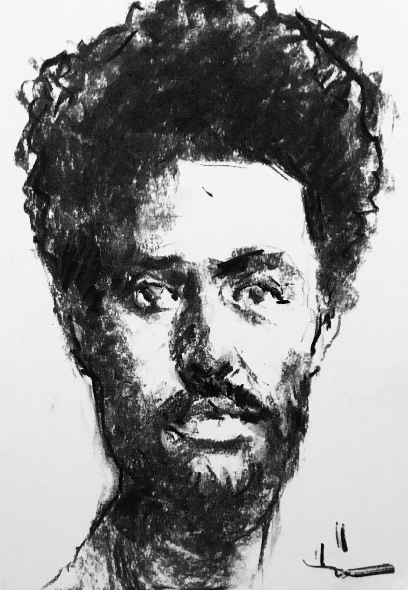 Expressive Charcoal Drawing , Stretched Portrait #2 By Dominique Deve, 8 X 11, Artwork For Sale On Artfinder