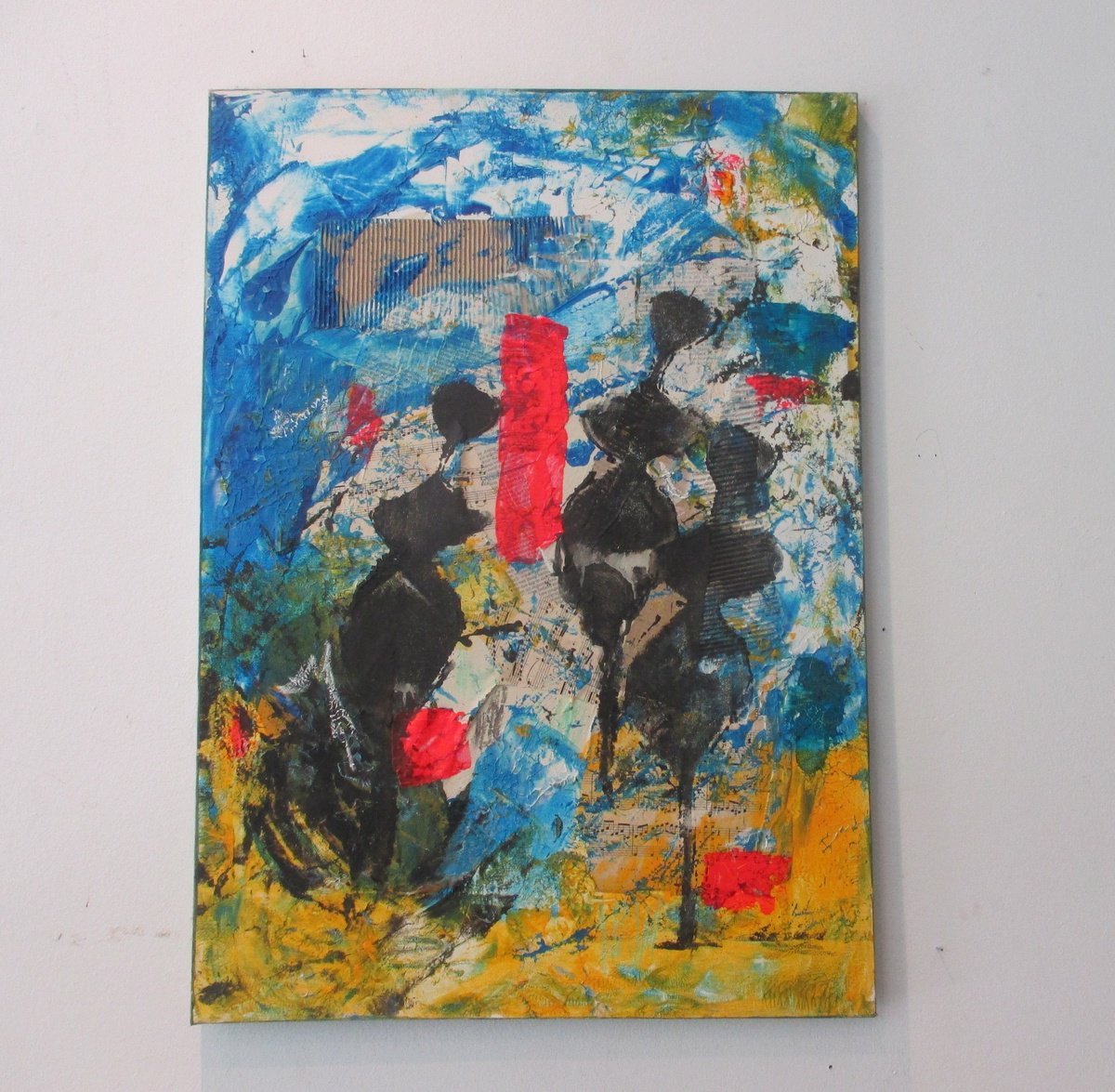 Urban And Pop Abstract Acrylic Painting By Sonja Zeltner-Muller, 20 X 28", Dancer In The Street, Original Artwork