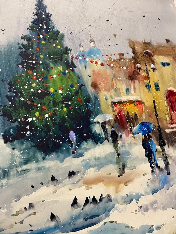 Sold Watercolor “Christmas is coming…” perfect gift
