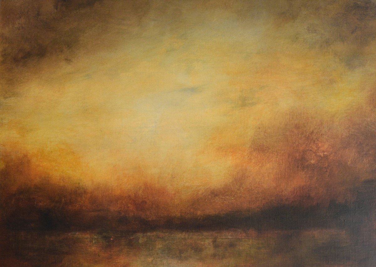 Impressionistic Landscape Acrylic Painting By Colin Slater, 16 X 12, Evening Light, Original Artwork