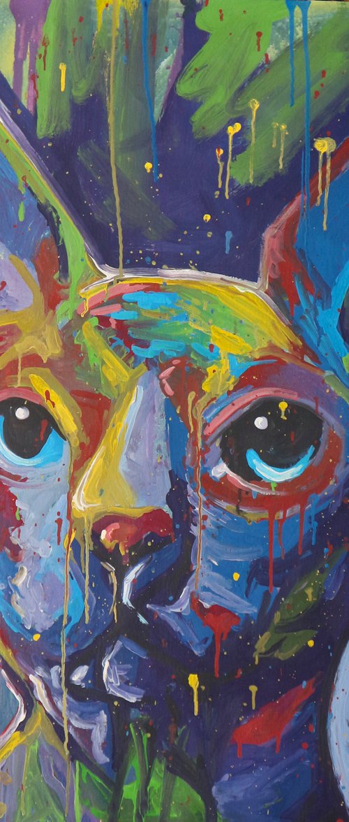 Sphynx cat Acrylic on canvas 100x100 by Eugene Gorbachenko