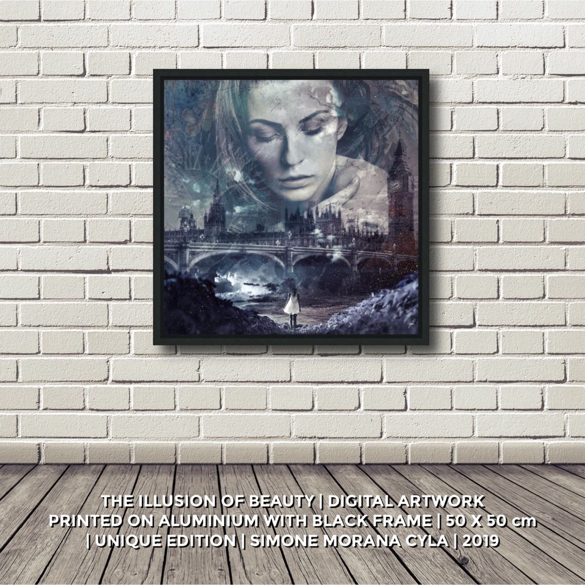 THE ILLUSION OF BEAUTY | Digital Painting printed on Alu-Dibond with Black wood frame | Unique Artwork | 2019 | Simone Morana Cyla | 50 x 50 cm | Art Gallery Quality |