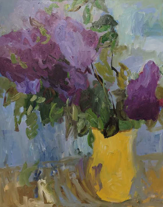 Lilac in a yellow jug
