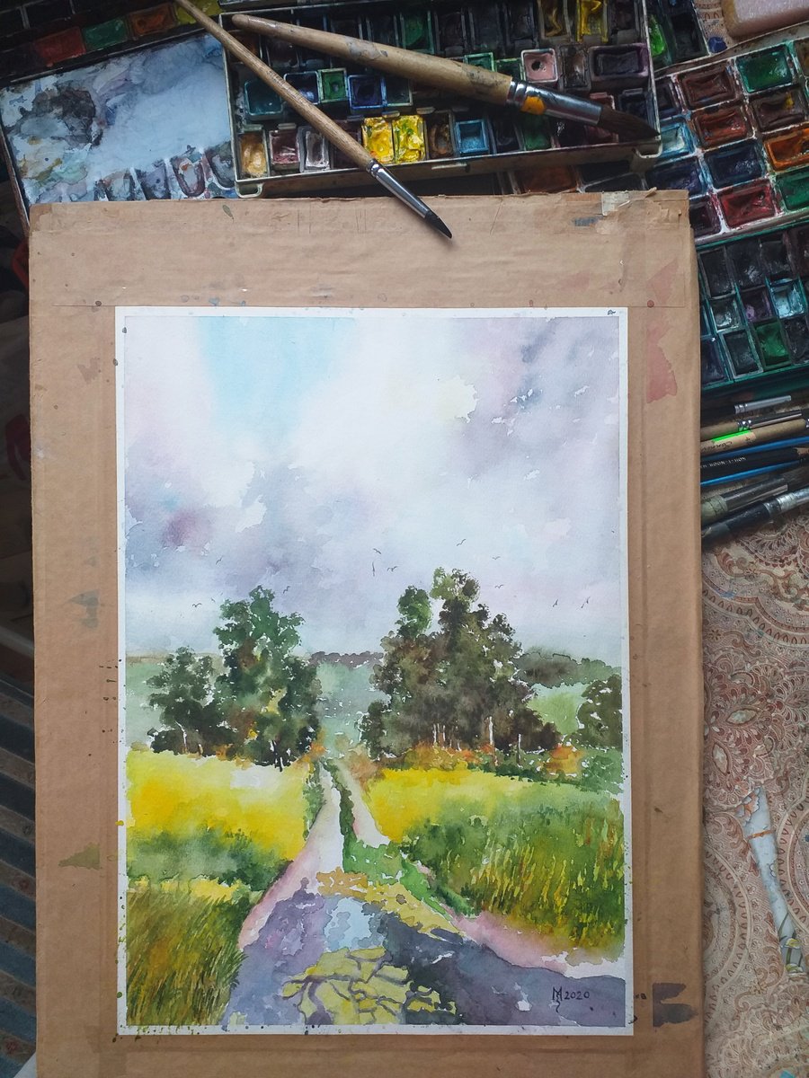 Impressionistic Landscape Watercolour By Zoran Mihajlovic Muza, 11 X 16", Scene From The Lake, Original Artwork