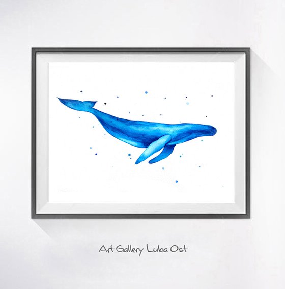 Whale, watercolor painting