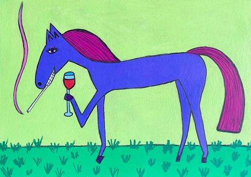 Horse with wine by Ann Zhuleva