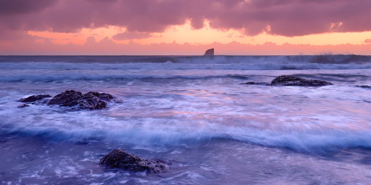 Landscape Photograph By Paul Nash, 24 X 12", Trevellas Cove Sunset, Original Artwork