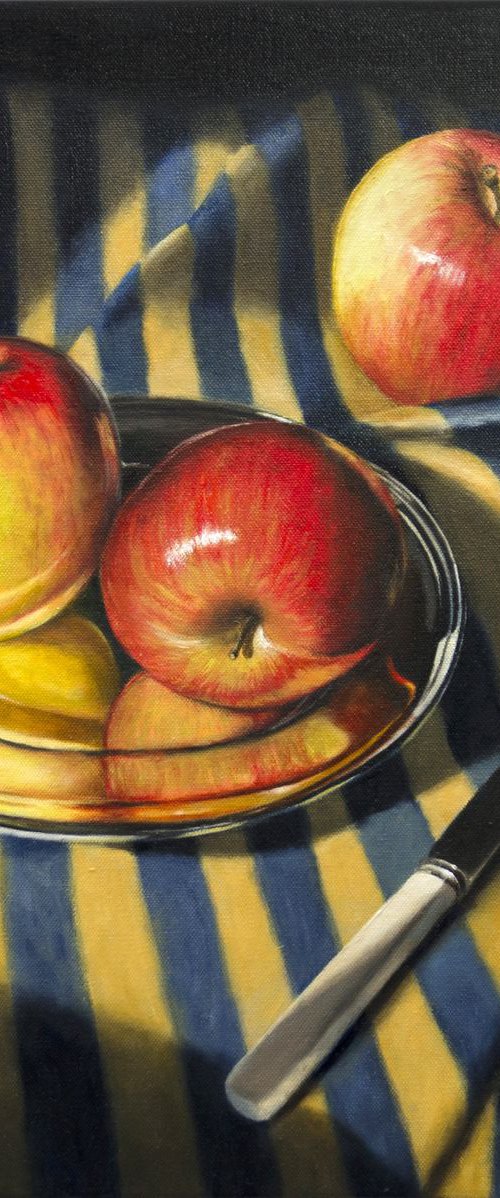Apples on Striped Cloth by Andrew McNeile Jones