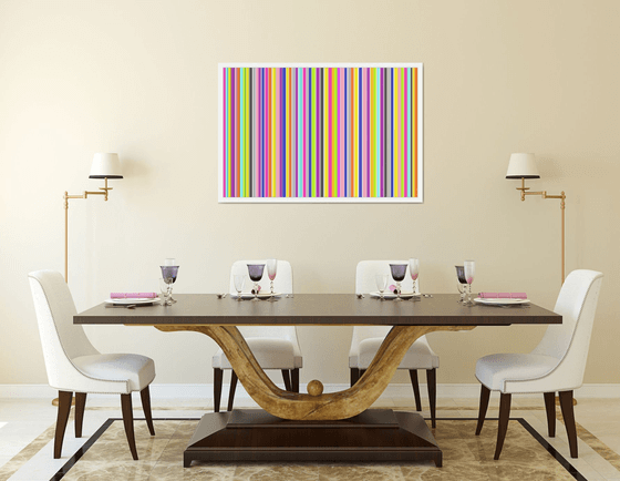 Abstraction art multi-colored yellow pink gray blue stripes