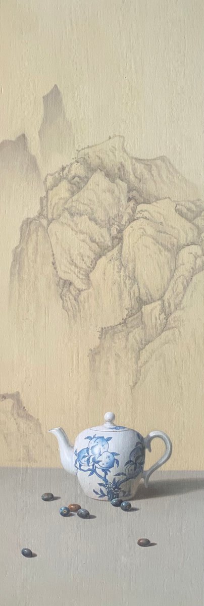 Photorealistic Oil Painting , Still Life:zen Art T278 By Kunlong Wang, 14 X 39, Artwork For Sale On Artfinder