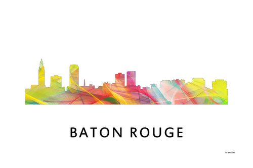 Baton Rouge Louisiana Skyline WB1 by Marlene Watson