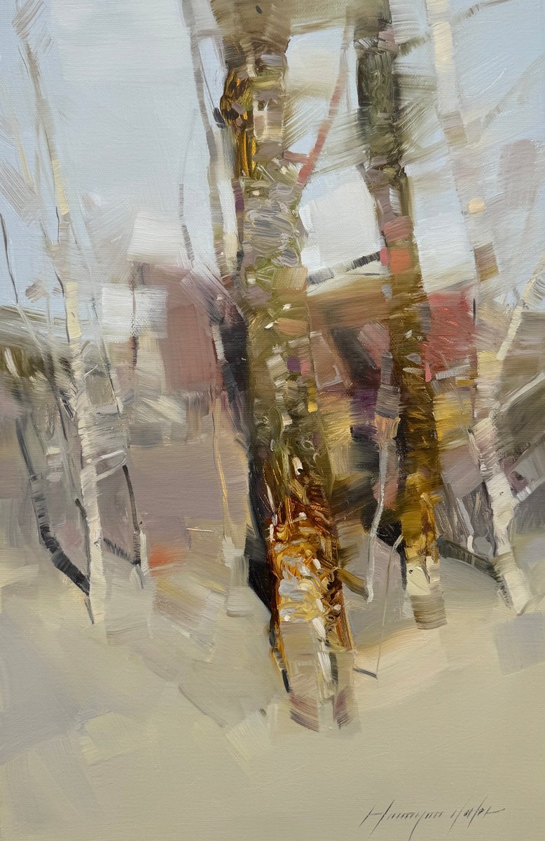 Impressionistic Landscape Oil Painting By Vahe Yeremyan, 15 X 23", Couple, Original Artwork