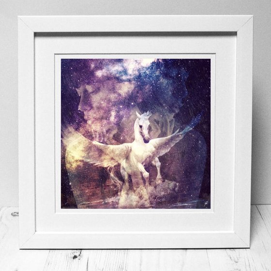 THE DREAM OF PEGASUS | 2017 | DIGITAL ARTWORK PRINTED ON PHOTOGRAPHIC PAPER | HIGH QUALITY | LIMITED EDITION OF 10 | SIMONE MORANA CYLA | 40 X 40 CM | PUBLISHED
