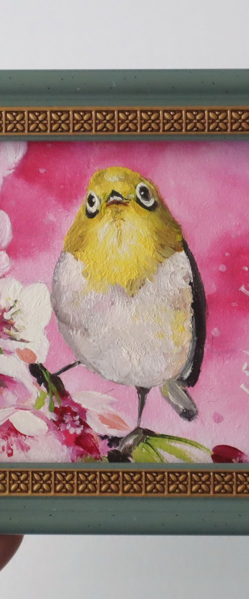 Yellow Bird, Small Painting by Natalia Shaykina