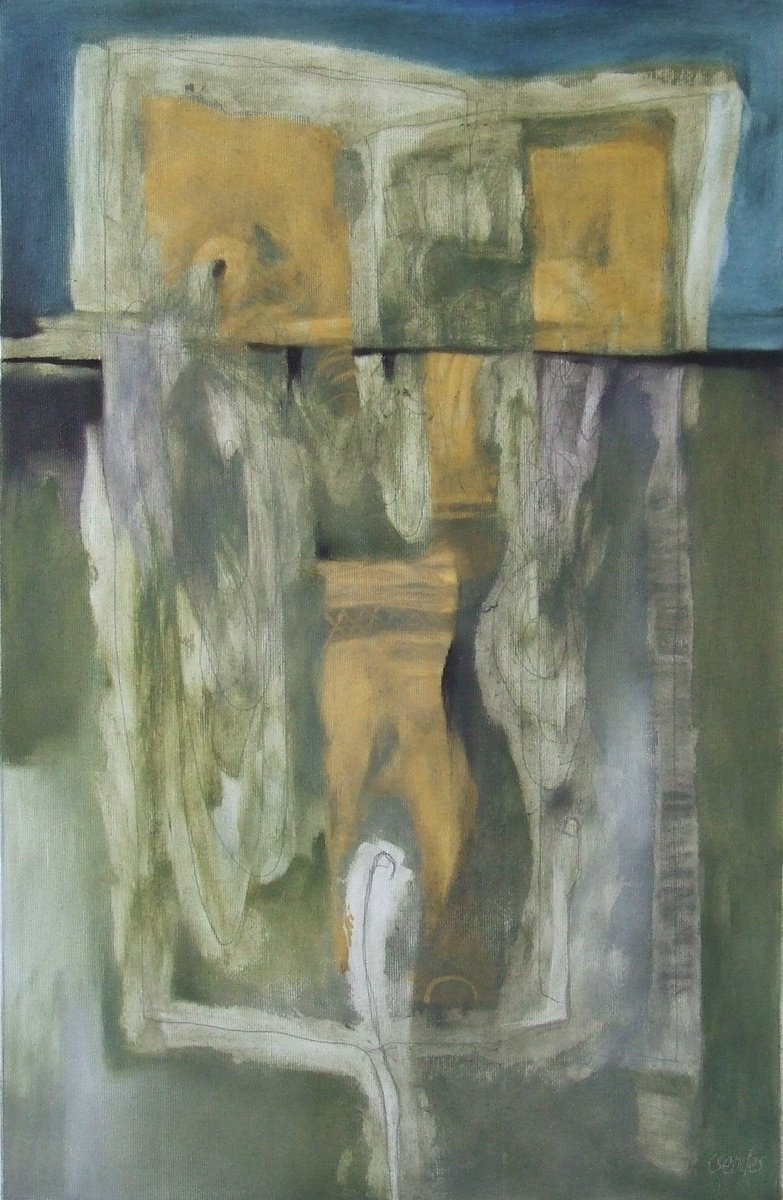 Expressive Abstract Oil Painting By Csaba Csendes, 16 X 24, Gloomy Sunday, Original Artwork