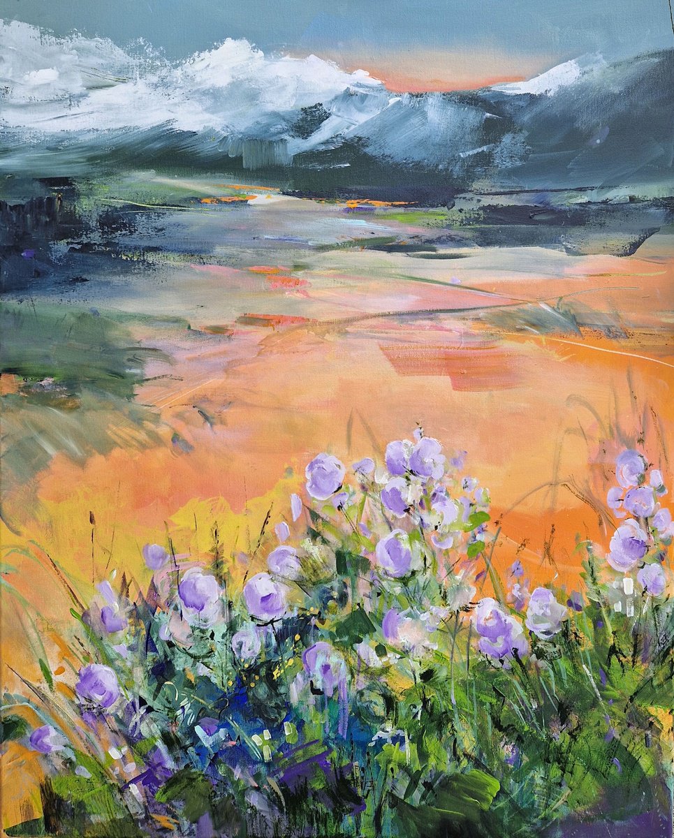 Impressionistic Landscape Acrylic Painting By Irina Laube, 31 X 39, Summer In The Mountains Ii, Original Artwork