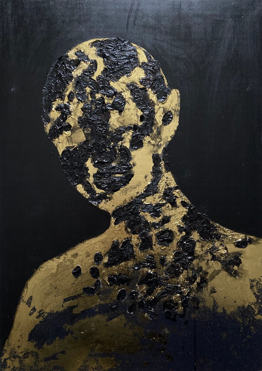 Expressive Portrait Acrylic Painting By Valeria Golovenkina, 20 X 28", Forest Dna, Original Artwork