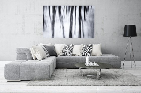 Carbon Fibre - Large Black and White Abstract on Canvas