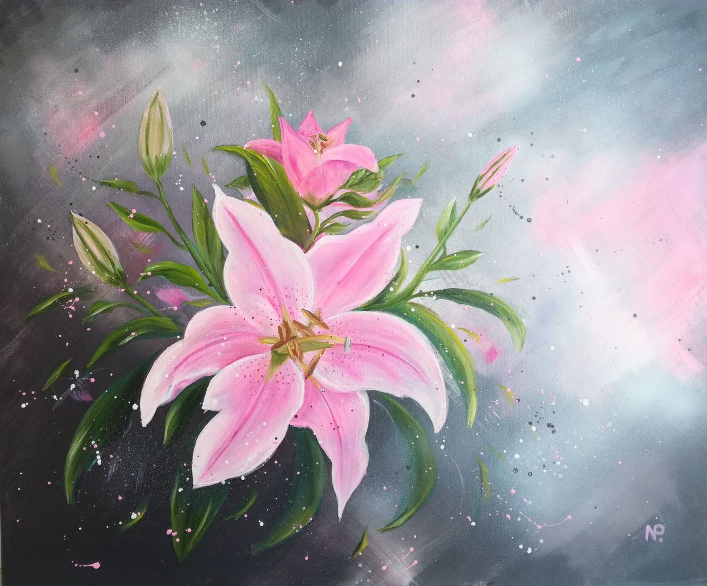 Dew On Lilies Flowers Gift Floral Art Wall D Artfinder Flowers have always inspired many artists for many years. dew on lilies flowers gift floral art wall decor painting
