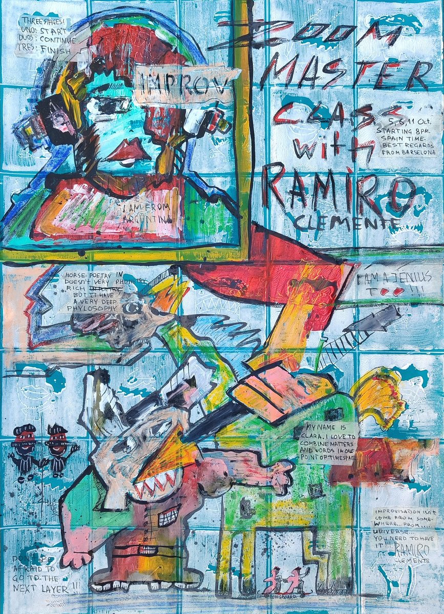 Urban And Pop Portrait Painting By Gurgen Arutunyan, 20 X 28, Best Regards From Barcelona!, Original Artwork