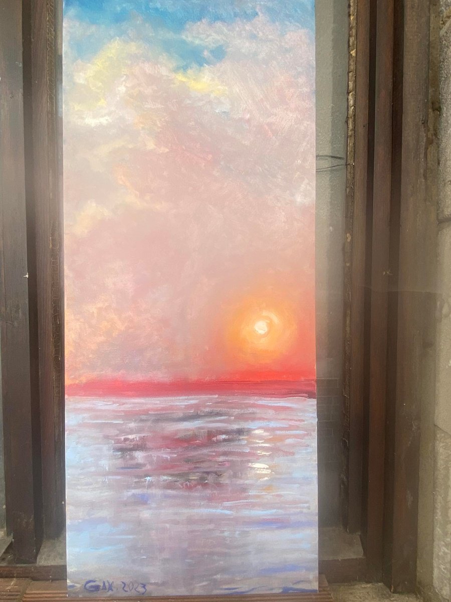 Expressive Oil Painting , Reflections By Leo Baxiner, 14 X 34, Artwork For Sale On Artfinder