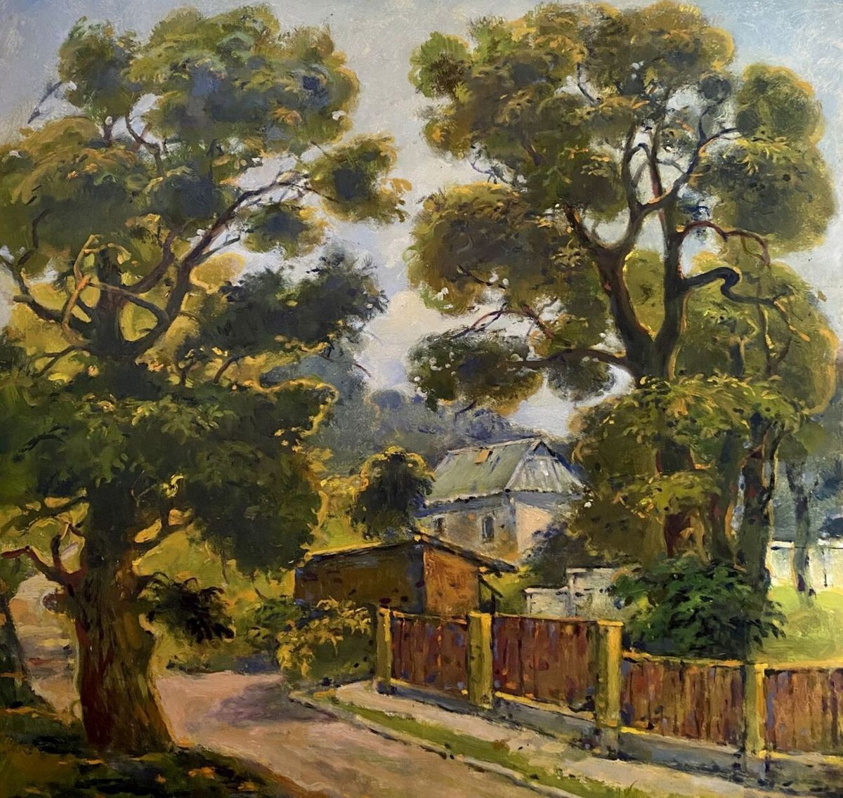 Impressionistic Landscape Oil Painting By Oleg And Alexander Litvinov, 20 X 21", Outskirts, Original Artwork