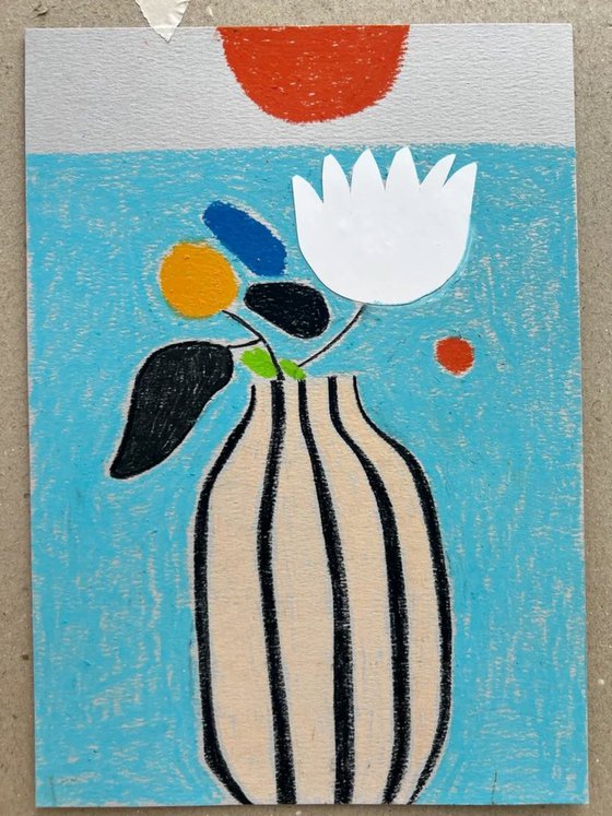 Striped Vase Floral Art