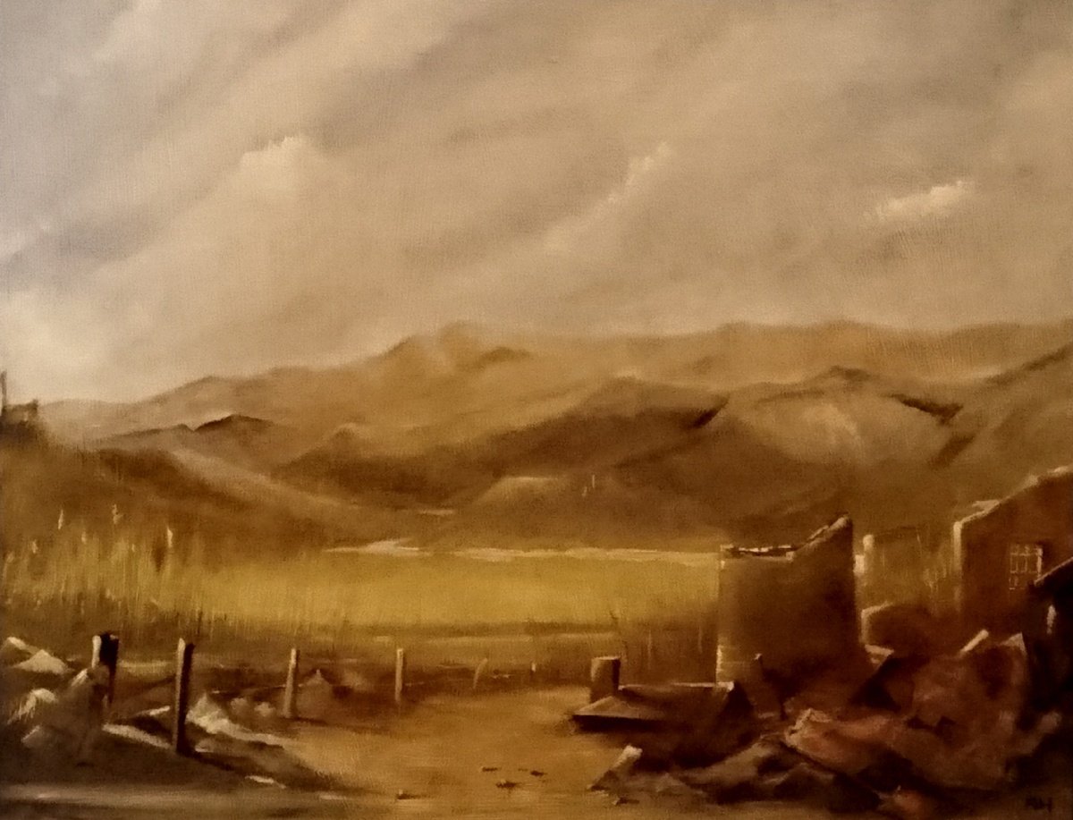 Impressionistic Landscape Oil Painting By Alan Harris, 20 X 16, Old Tin Mine, Cornwall, Original Artwork