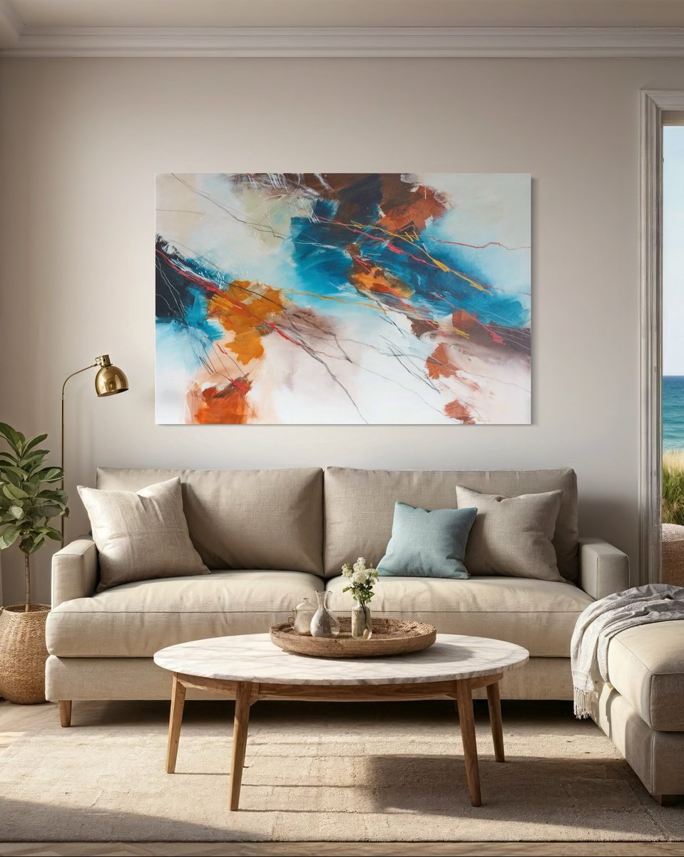 Abstract Acrylic Painting By Ira Ivanova, 59 X 39, Aether Streams, Original Artwork