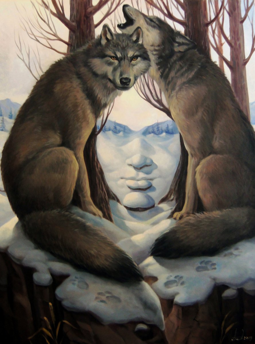 She - Wolf 60x80cm, oil painting, surrealistic a | Artfinder