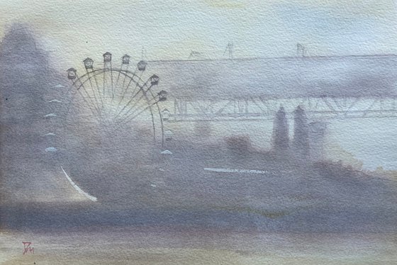 Luna park in fog