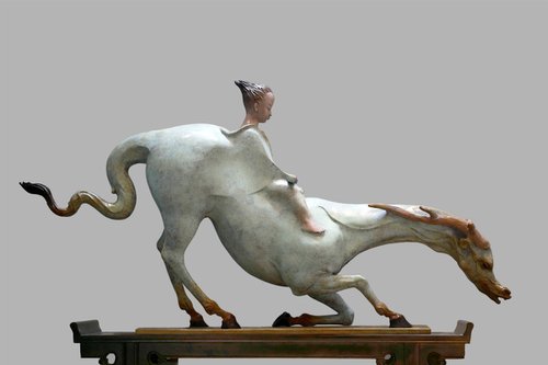 Boys Riding A Dragon Horse by Zhao Yongchang 赵永昌
