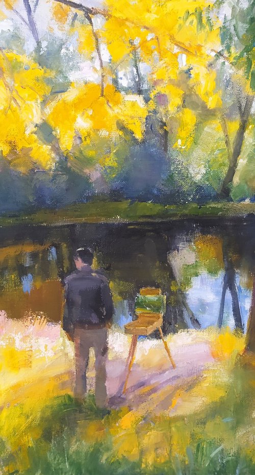 An artist near the lake by Valentina Andrukhova