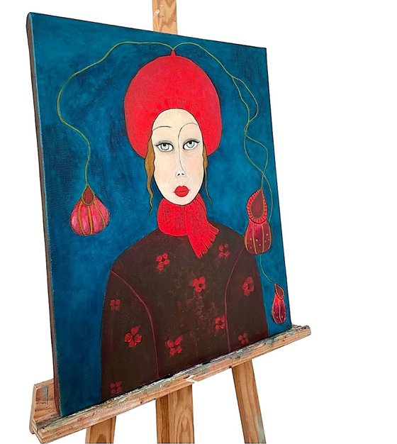 THE LADY WITH A STRAWBERRY BEANIE