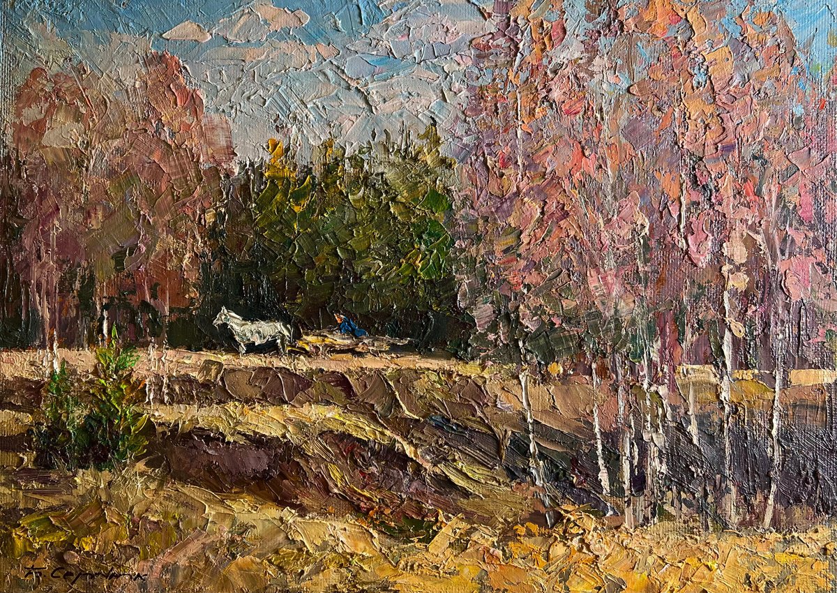 Along The Forest Road By Boris Serdyuk, 19 X 14, Artwork For Sale On Artfinder