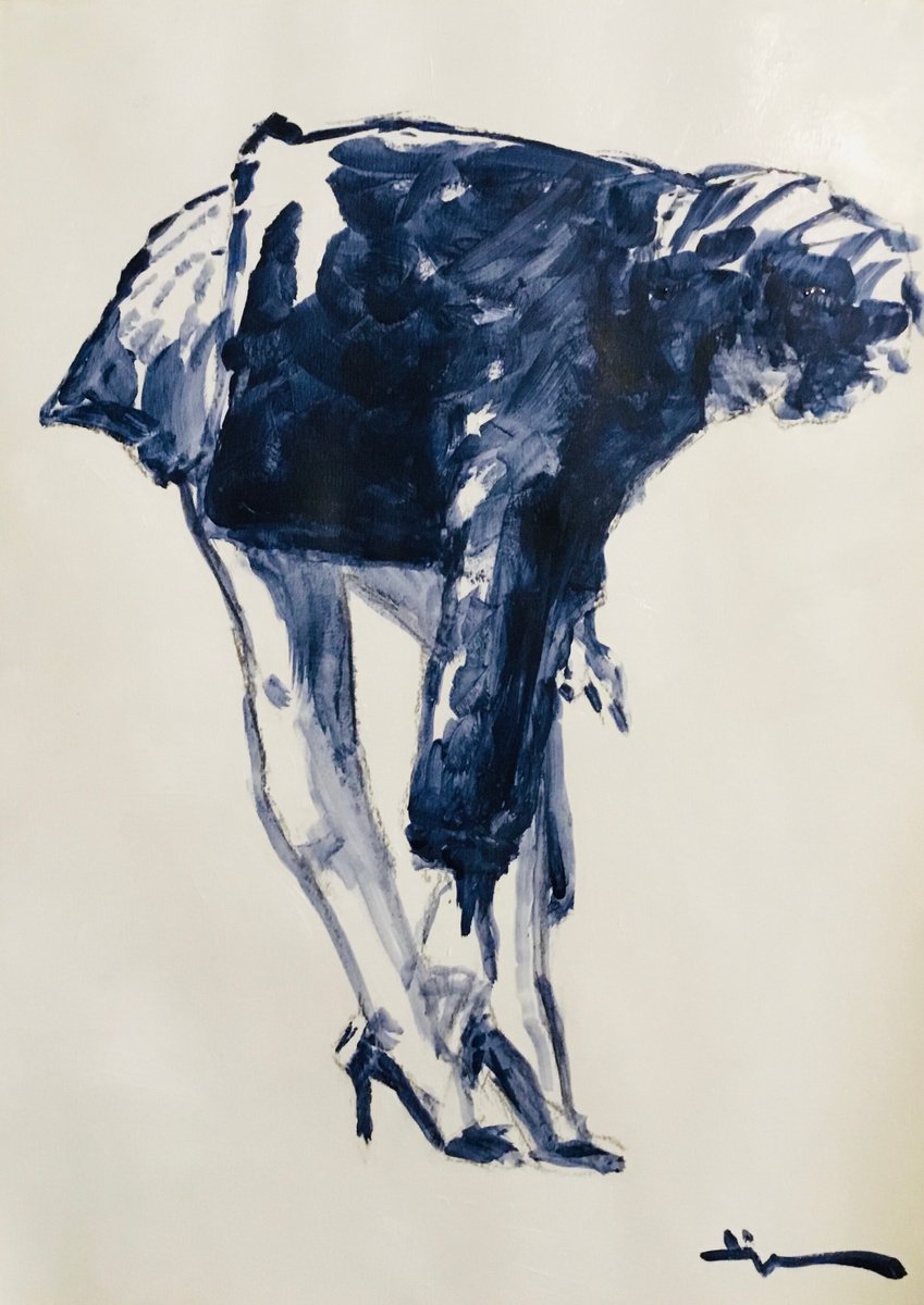 Expressive Portrait Acrylic Painting By Dominique Deve, 12 X 16, Shoes, Original Artwork