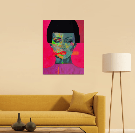 lady's face in Pink