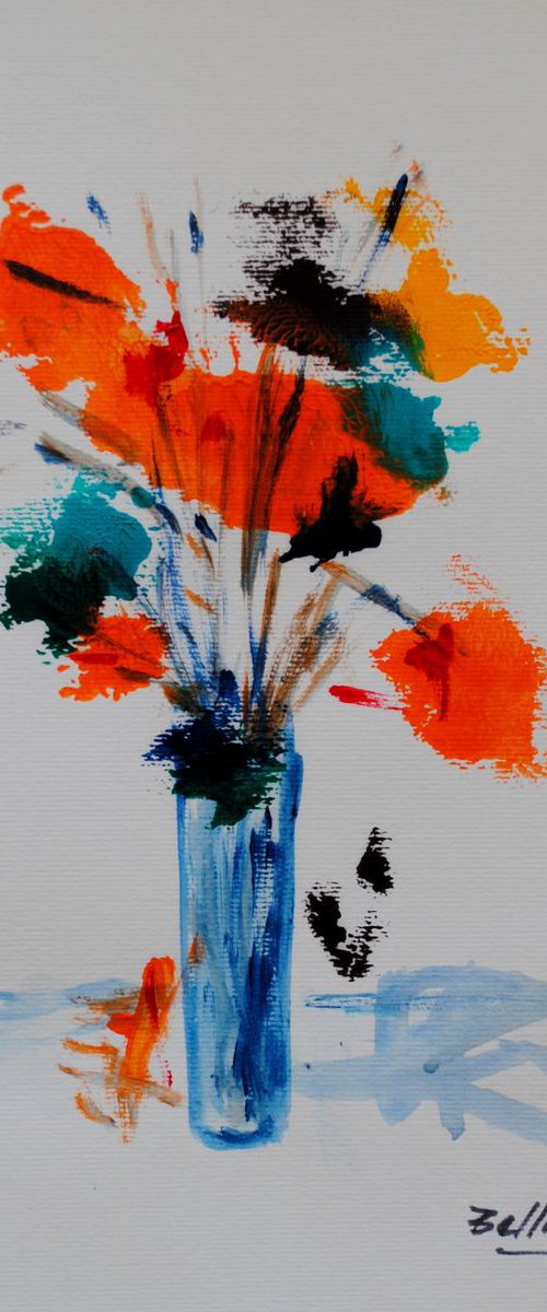 Le vase aux fleurs oranges/11,81 x 15,75 in.(30x40cm)/2018 by Pierre-Yves Beltran