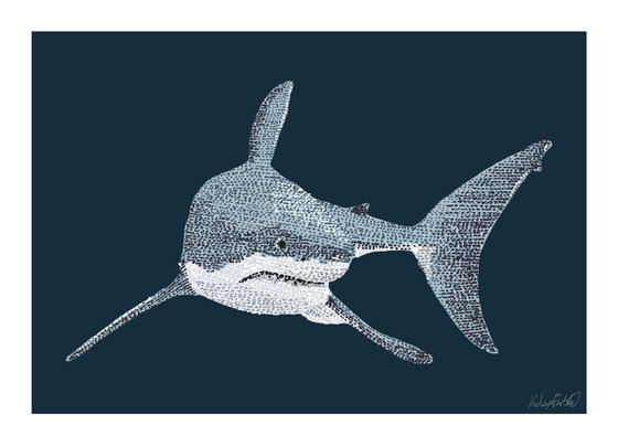 Great White Shark - Stippling Illustration