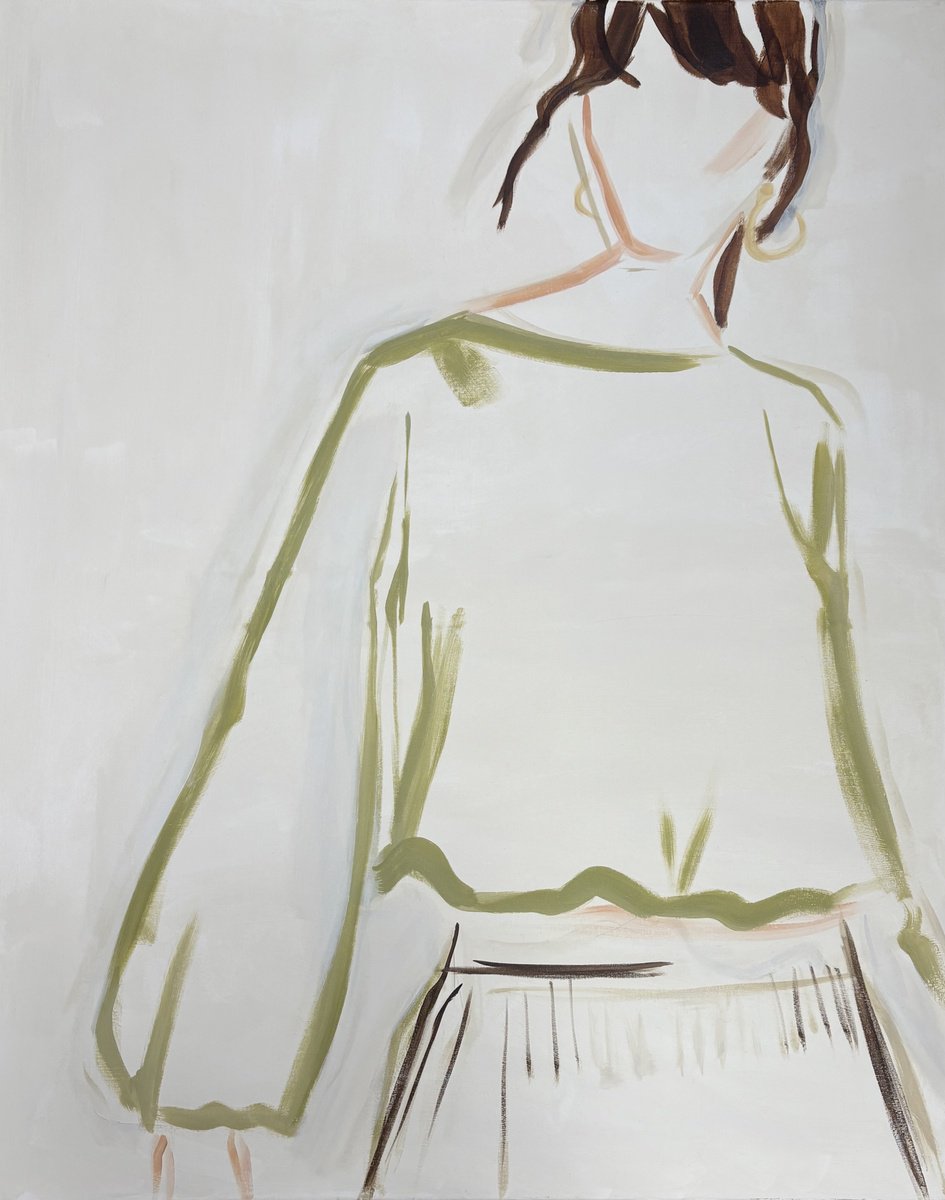 Expressive Portrait Acrylic Painting By Elise Mendelle, 25 X 31, Casual Appeal, Original Artwork