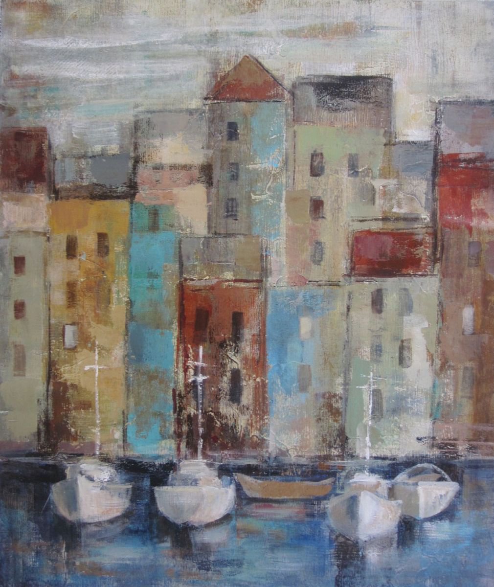  Old Town Port By Silvia Vassileva, 22 X 26, Artwork For Sale On Artfinder