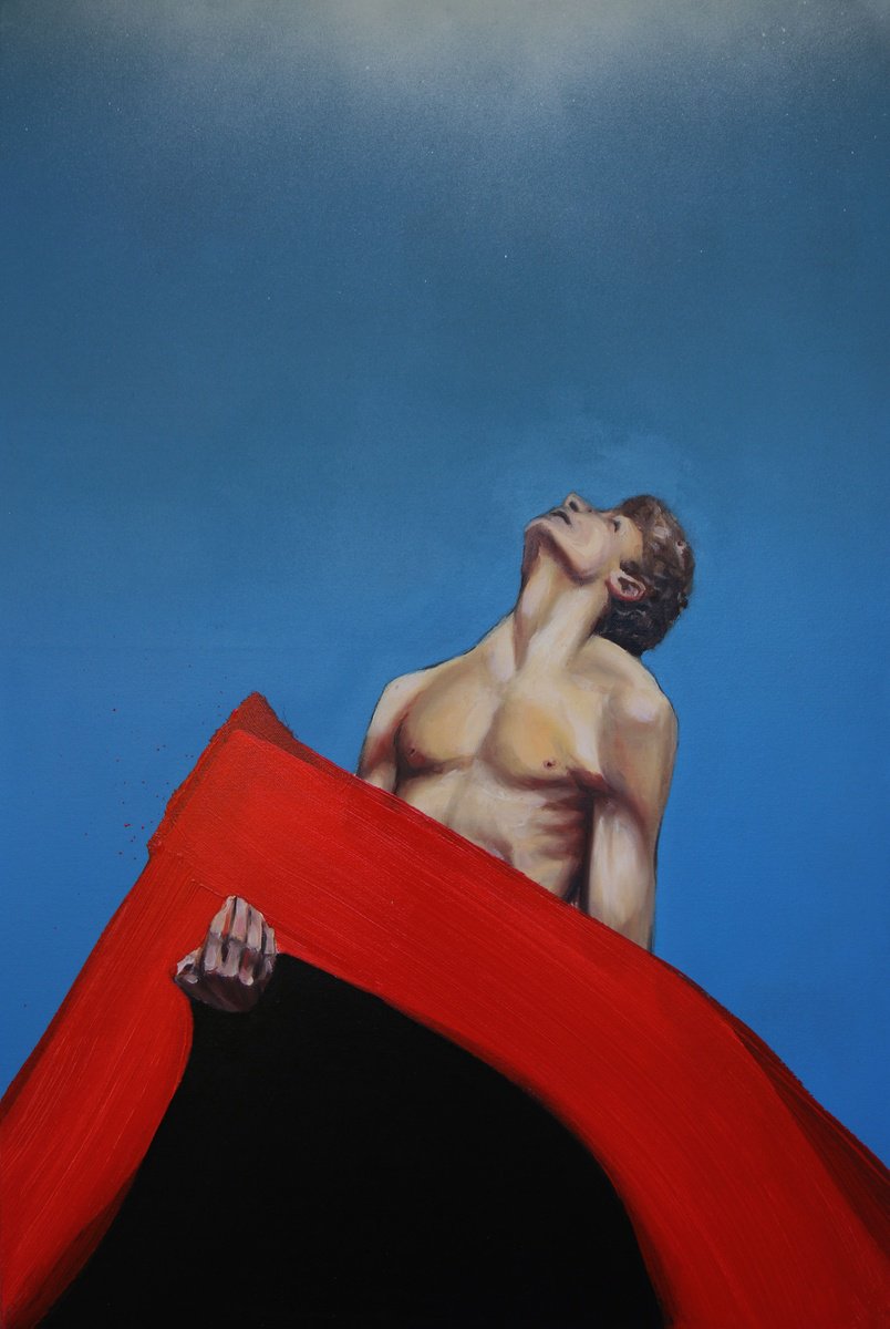 Expressive Portrait Oil Painting By Anzhelika Klimina, 24 X 35, A Strong Man, Original Artwork