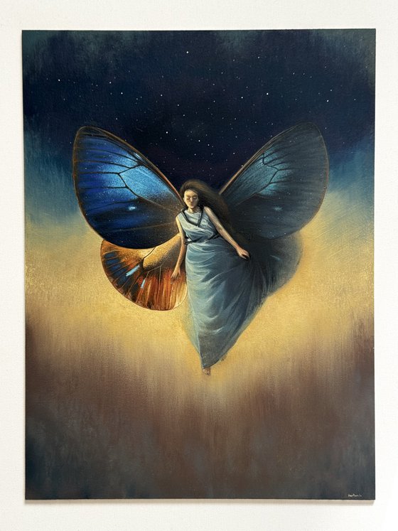 Wings behind the shoulders