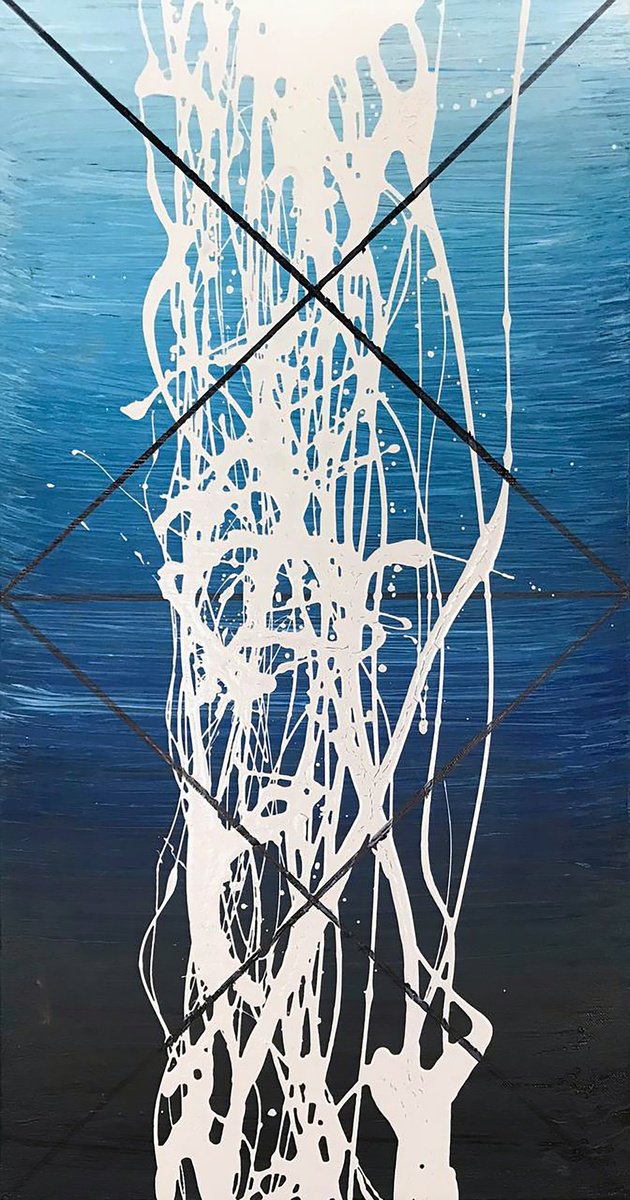 Impressionistic Abstract Acrylic Painting By Olga Melezhik, 16 X 31", Energy, Original Artwork