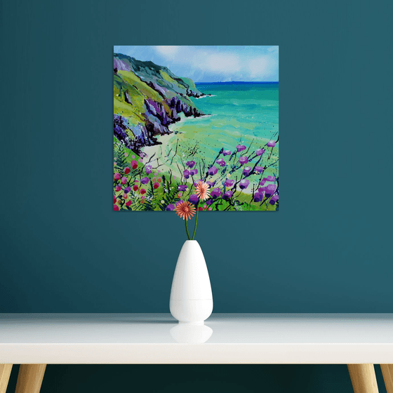 Devon Coast with purple mallow