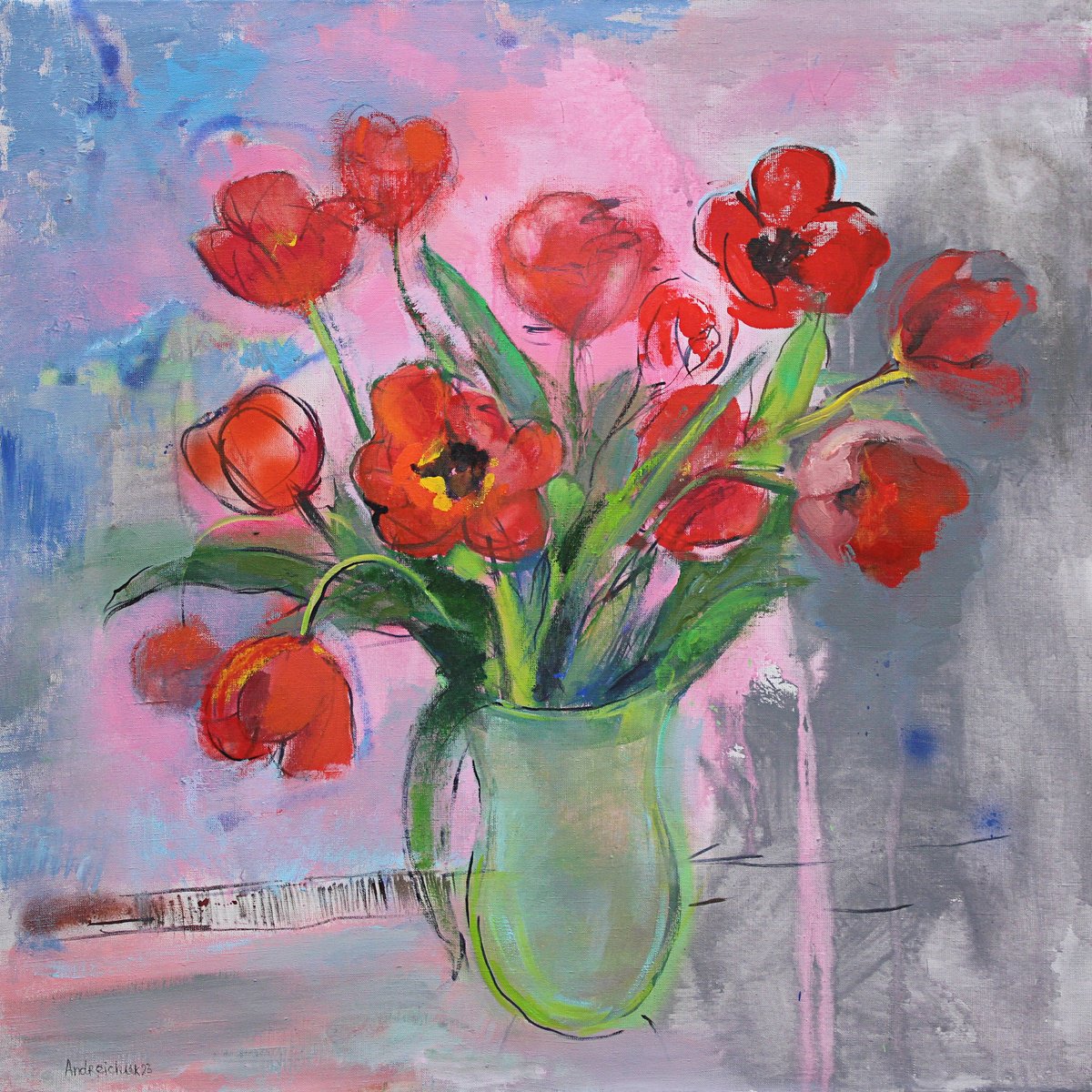 Tulips By Artem Andreichuk, 31 X 31, Artwork For Sale On Artfinder