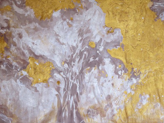 Large  acrylic, pearl and gold painting 160x100 cm unstretched canvas "Autumn gold" i032 original artwork by artist Airinlea